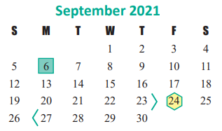 District School Academic Calendar for Robert King Elementary School for September 2021
