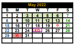District School Academic Calendar for Helen Edward Early Childhood Cente for May 2022