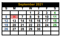 District School Academic Calendar for Alternative Learning Center for September 2021