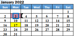 District School Academic Calendar for Alter Learning Ctr for January 2022