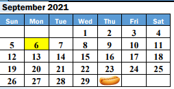 District School Academic Calendar for Keene Junior High for September 2021