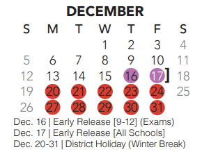 District School Academic Calendar for Bear Creek Intermediate for December 2021