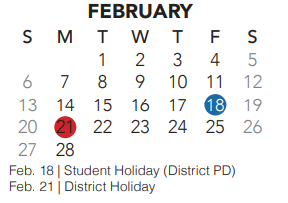 District School Academic Calendar for Florence Elementary for February 2022