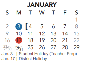 District School Academic Calendar for Independence Elementary for January 2022