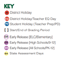 District School Academic Calendar Legend for Keller-harvel Elementary