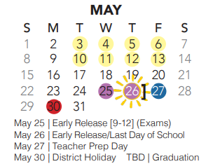 District School Academic Calendar for Bette Perot Elementary for May 2022
