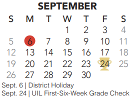 District School Academic Calendar for Independence Elementary for September 2021