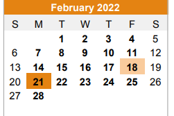 District School Academic Calendar for Kemp Alternative for February 2022
