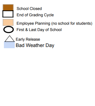 District School Academic Calendar Legend for Kemp Alternative