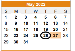 District School Academic Calendar for Kemp Alternative for May 2022