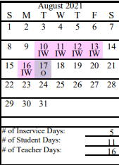 District School Academic Calendar for Kenai Alternative High School for August 2021