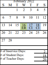 District School Academic Calendar for Fireweed Academy for February 2022