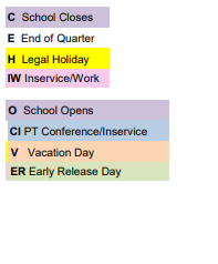 District School Academic Calendar Legend for Skyview High School