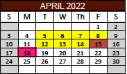District School Academic Calendar for Kenedy Middle School for April 2022
