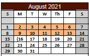 District School Academic Calendar for Kenedy High School for August 2021