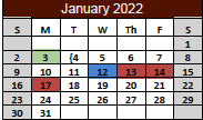 District School Academic Calendar for Karnes County Elite for January 2022