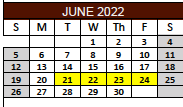 District School Academic Calendar for Kenedy Middle School for June 2022