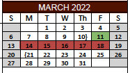 District School Academic Calendar for Karnes County Academy for March 2022