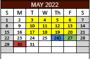 District School Academic Calendar for Karnes County Academy for May 2022