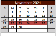 District School Academic Calendar for Kenedy High School for November 2021