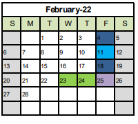 District School Academic Calendar for Hillcrest School for February 2022