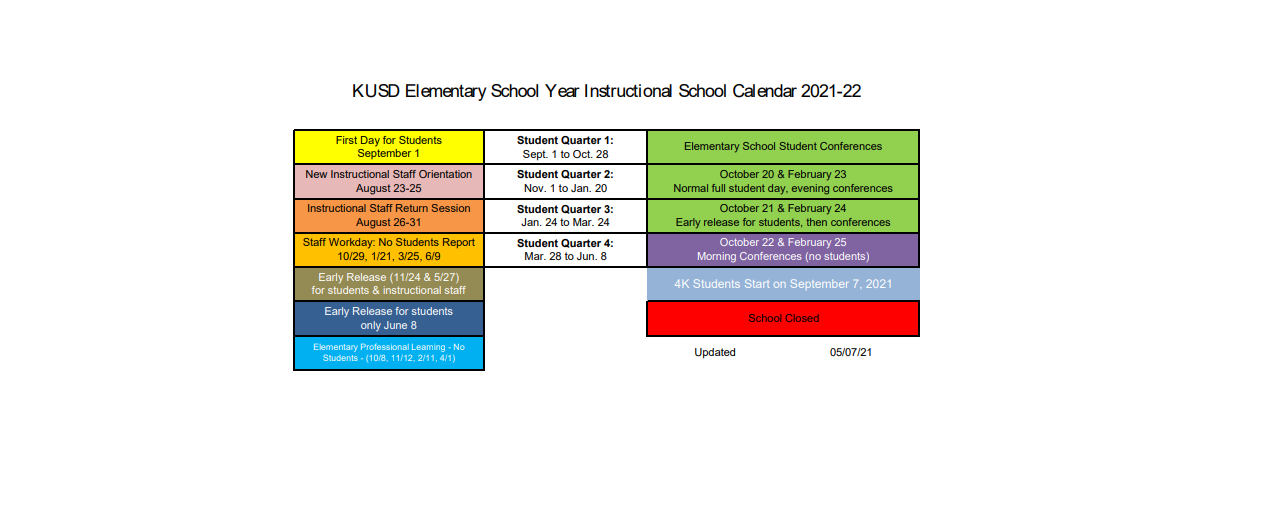 District School Academic Calendar Key for Chavez Learning Station