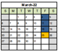 District School Academic Calendar for Hillcrest School for March 2022