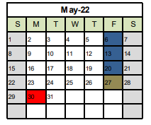 District School Academic Calendar for Pleasant Prairie Elementary for May 2022