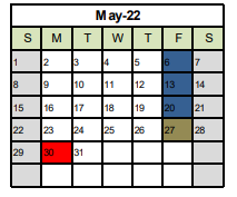 District School Academic Calendar for Jefferson Elementary for May 2022