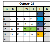 District School Academic Calendar for Jefferson Elementary for October 2021