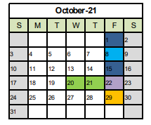 District School Academic Calendar for Prairie Lane Elementary for October 2021