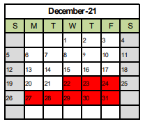 District School Academic Calendar for Kenosha House Of Corrections for December 2021