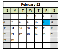 District School Academic Calendar for Kenosha House Of Corrections for February 2022