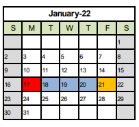 District School Academic Calendar for Reuther Central High for January 2022