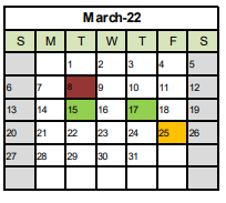 District School Academic Calendar for Kenosha House Of Corrections for March 2022