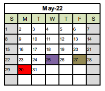 District School Academic Calendar for Kenosha House Of Corrections for May 2022