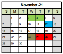 District School Academic Calendar for Bradford High for November 2021
