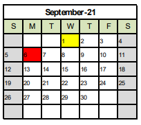 District School Academic Calendar for Kenosha House Of Corrections for September 2021
