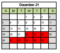 District School Academic Calendar for Washington Middle for December 2021