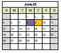 District School Academic Calendar for Bullen Middle for June 2022