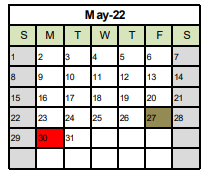 District School Academic Calendar for Mahone Middle for May 2022