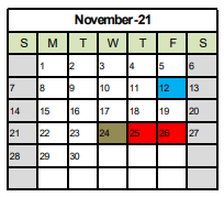 District School Academic Calendar for Paideia Academy for November 2021