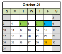 District School Academic Calendar for Paideia Academy for October 2021