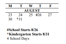 District School Academic Calendar for Regional Justice Center for August 2021