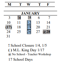 District School Academic Calendar for Springbrook Elementary School for January 2022