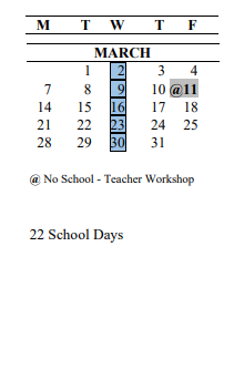 District School Academic Calendar for Springbrook Elementary School for March 2022
