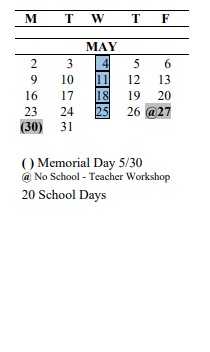 District School Academic Calendar for Springbrook Elementary School for May 2022