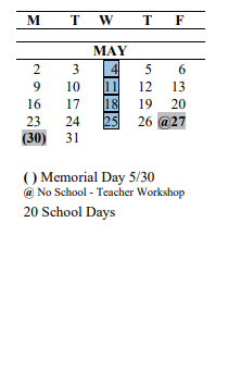 District School Academic Calendar for Mattson Middle School for May 2022