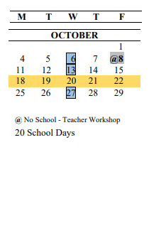 District School Academic Calendar for Sunrise Elementary School for October 2021