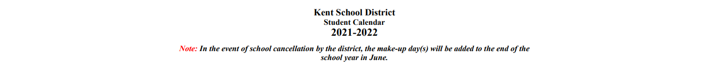 District School Academic Calendar for Regional Justice Center